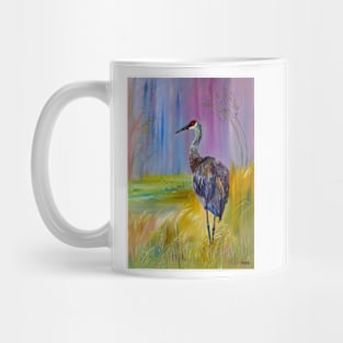 Crane in a violet forest Mug